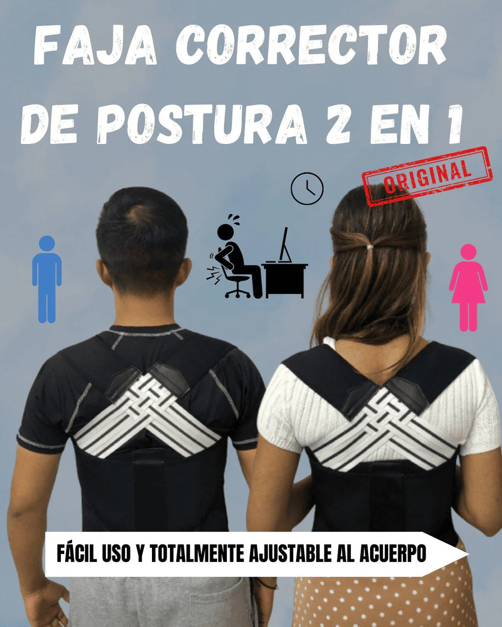 FAJA CORRECTOR DE POSTURA ORIGINAL 2 EN 1 ⭐
